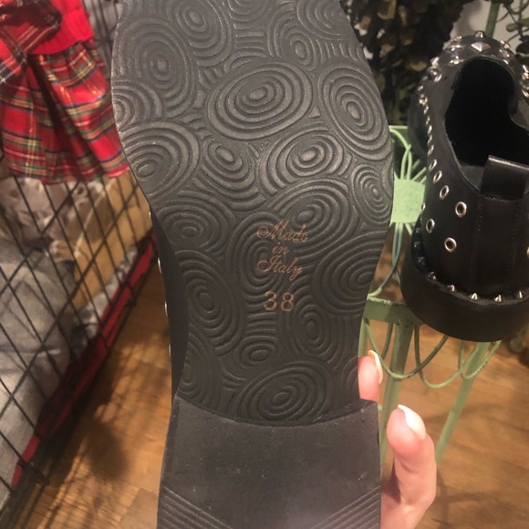 Just Juice Black Leather Studded Loafers Shoes Made in Italy. Size 38 - Picture 6 of 6